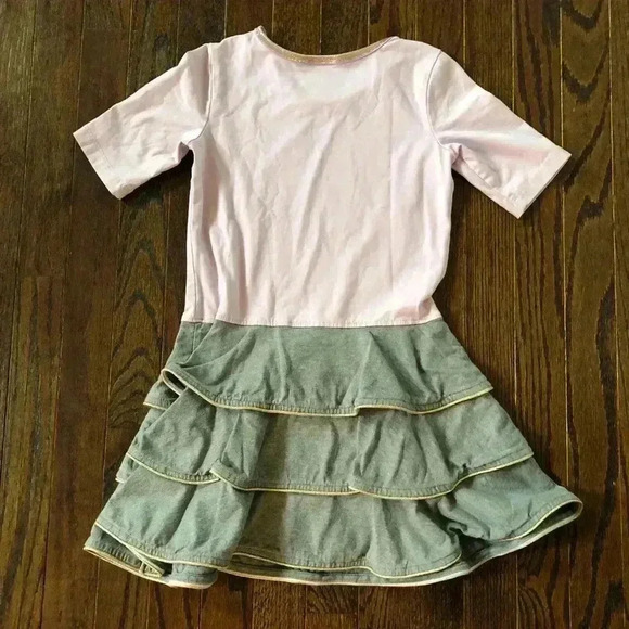 Hanna Andersson Girls 6-7 (120cm) Lavender Dress w/Gray Tiered Ruffled Skirt - Picture 5 of 7